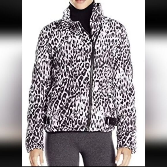 Andrew Marc New York Snow Leopard Print Puffer Coat Size Large - Picture 1 of 9